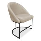 Cadeira Poltrona de Jantar Bela Suede Bege Base Metálica Industrial Preto - Pallazio