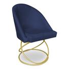 Cadeira Poltrona de Jantar Bela Veludo Azul Marinho Base Metálica Luxo Dourado - Pallazio Cadeira Poltrona de Jantar Bela Veludo Azul Marinho Base Metálica Luxo Dourado - Pallazio