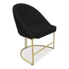 Cadeira Poltrona de Jantar Bela Veludo Preto Base Metálica Industrial Dourado - Pallazio