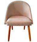 Cadeira Poltrona Decorativa Lua Veludo Bege Para Mesa De Jantar Para Recepção Escritório Penteadeira