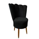 Cadeira Poltrona Decorativa Pétala Veludo Luxo Premium Pés Retrô Palito Sala Quarto e Penteadeira