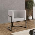 Cadeira Poltrona Lua Moderna Veludo Base de Metal Preto