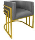 Cadeira Poltrona Luxo Base De Metal Tripla Dourado Sala de Jantar Recepção Veludo Grafite Do Lar Móveis e Decoração