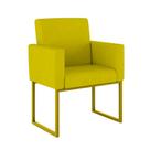 Cadeira Poltrona Moderna com Base de Ferro Dourado Reforçada