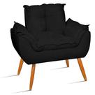 Cadeira Poltrona Opala para Sala Pés Madeira Tecido Preto - Will Decor