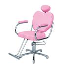 Cadeira Poltrona Para Salão Hidráulica Talita Fixa Estofado Rosa Claro