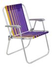 Cadeira Praia Piscina Alta Dobrável Alumínio Roxo Tramontina