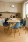Cadeira Saarinen Solid Wood 131PP AZUL KIT 4 UN