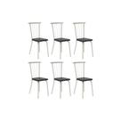 Cadeira Sala de Jantar 154 Aço Kit 6 Uni Prata/Courano Preto - Carraro Cadeira Sala de Jantar 154 Aço Kit 6 Uni Prata/Courano Preto - Carraro