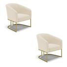 Cadeira Sala De Jantar Base Industrial Dourado Kit 2 Stella Linho D03 - D'rossi Cor Bege