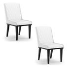 Cadeira Sala De Jantar Base Madeira Preto Kit 2 Sofia Sintético Branco D03 - D'rossi