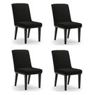 Cadeira Sala de Jantar Base Madeira Preto Kit 4 Sofia Suede D03 - D'Rossi