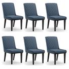 Cadeira Sala de Jantar Base Madeira Preto Kit 6 Sofia Suede Azul Marinho D03 - D'Rossi Cadeira Sala de Jantar Base Madeira Preto Kit 6 Sofia Suede Azul Marinho D03 - D'Rossi