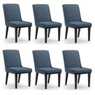 Cadeira Sala De Jantar Base Madeira Preto Kit 6 Sofia Suede Azul Marinho D03 - D'rossi Cadeira Sala De Jantar Base Madeira Preto Kit 6 Sofia Suede Azul Marinho D03 - D'rossi