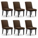 Cadeira Sala De Jantar Base Madeira Preto Kit 6 Sofia Suede Marrom D03 - D'rossi Cadeira Sala De Jantar Base Madeira Preto Kit 6 Sofia Suede Marrom D03 - D'rossi