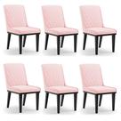 Cadeira Sala De Jantar Base Madeira Preto Kit 6 Sofia Suede Rosa Bebê D03 - D'rossi