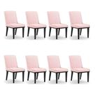 Cadeira Sala De Jantar Base Madeira Preto Kit 8 Sofia Suede Rosa Bebê D03 - D'rossi