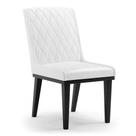 Cadeira Sala De Jantar Base Madeira Preto Sofia Sintético Pu Branco D03 - D'rossi