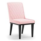 Cadeira Sala De Jantar Base Madeira Preto Sofia Suede Rosa Bebê D03 - D'rossi