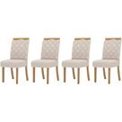 Cadeira Sala de Jantar Bella Kit 4 Un Nature/Veludo Light Linho - Henn