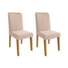 Cadeira Sala de Jantar Clarice Kit 2 Un Savana/Nature/Madeira-Suede Bege - Cimol