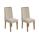 Cadeira Sala de Jantar Exclusive Kit 2 Un Rovere/Amêndoa/Linho Rinzai Bege - Lopas