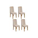Cadeira Sala de Jantar Exclusive Kit 4 Un Rovere/Amêndoa/Linho Rinzai Bege - Lopas