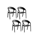 Cadeira Sala de Jantar Glass Plus UZ8004 Kit 4 Un Polipropileno Preto - Kappesberg Cadeira Sala de Jantar Glass Plus UZ8004 Kit 4 Un Polipropileno Preto - Kappesberg