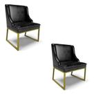 Cadeira Sala de Jantar Industrial Dourado kit 2 Liz Sint PU D03 - D'Rossi