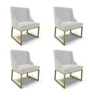 Cadeira Sala De Jantar Industrial Dourado Kit 4 Liz Veludo Cinza D03 - D'rossi