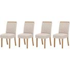 Cadeira Sala de Jantar Malu Kit 4 Un Nature/Veludo Light Linho - Henn
