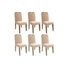Cadeira Sala de Jantar Paola Wood Kit 6 Un Carvalho/Suede Nude Bege - Cimol