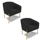 Cadeira Sala De Jantar Pé De Ferro Dourado Kit 2 Stella Veludo D03 - D'rossi Cor Preto