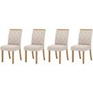 Cadeira Sala de Jantar Vita Kit 4 Un Nature/Veludo Light Linho - Henn