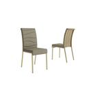 Cadeira Sala de Jantar Wave 1754 Kit 2 Un Dourado/Linho Bamboo/Courano Bamboo/Noce - Carraro