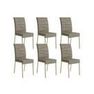 Cadeira Sala de Jantar Wave 1754 Kit 6 Un Dourado/Linho Bamboo/Courano Bamboo/Noce - Carraro