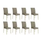 Cadeira Sala de Jantar Wave 1754 Kit 8 Un Dourado/Linho Bamboo/Courano Bamboo/Noce - Carraro