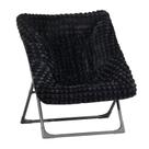 Cadeira Saucer HollyHome G-Large, confortável, dobrável, de pele sintética, preta