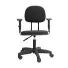 Cadeira secretaria com regulagem de altura com braço L duplo base com rodízio tecido preto Cadeira secretaria com regulagem de altura com braço L duplo base com rodízio tecido preto