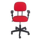Cadeira secretaria com regulagem de altura com braço L duplo base com rodízio tecido vermelho