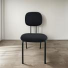 Cadeira Secretária Curvada Base Fixa Palito, para escritório ou Estudos, Tecido na cor Preto