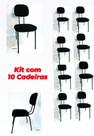 Cadeira secretária fixa palito preta Kit com 10