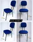 Cadeira secretária fixa pé palito/Azul kit com 4