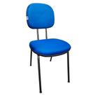 Cadeira Secretaria Fixa Pé Palito Estofada Jserrano Azul Para Escritório
