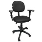 Cadeira Secretaria Giratória De Escritório Com Regulagem de Altura Braço Ajuste Digitador Preto