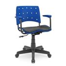 Cadeira Secretária Giratória Ergoplax Azul com braços assento estofado Cadeira Secretária Giratória Ergoplax Azul com braços assento estofado
