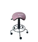 Cadeira sela estética s/ encosto c/ regulagem de altura , dentista, tatuador, manicure - base cromada corano rosa claro