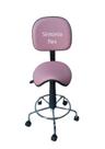 Cadeira sela secretaria estética para manicure tatuador dentista base cromada corano rosa claro