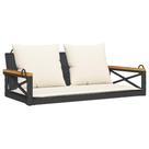 Cadeira Swing Bench VidaXL Black Poly Rattan com almofadas creme