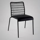 Cadeira Trama Slim Estofada material ecológico Aço Carbono Preto e Junco Sintético Preto - Datelli Design Cadeira Trama Slim Estofada material ecológico Aço Carbono Preto e Junco Sintético Preto - Datelli Design